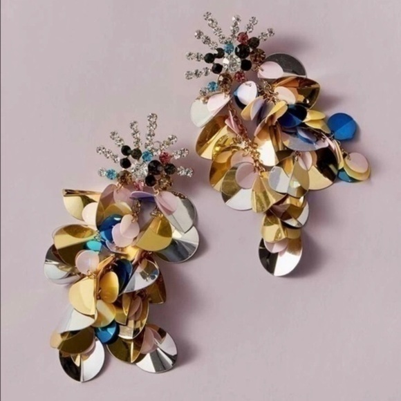 ✨NEW✨ Colorful Sequin Diamond rhinestone Statement Earrings - Picture 1 of 6